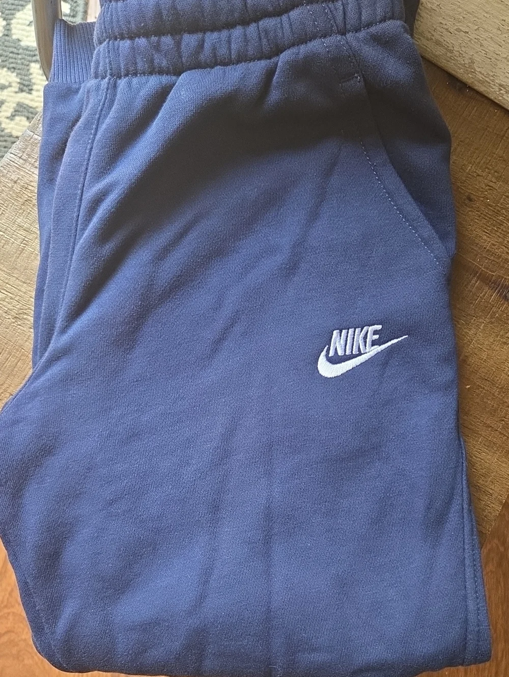 Nike Kids Navy Sweatpants with White Swoosh